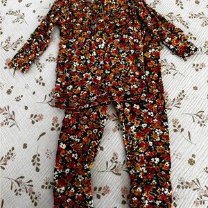 Lou Lou & Company Floral Kids Pajama Set - Black, Red, Orange, White